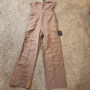 NWT Lulu's Tan Wide Leg Jumpsuit